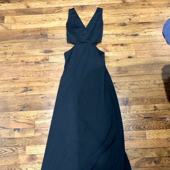 Forever 21 Black Plunging Maxi Dress with Cutouts - Picture 1 of 1